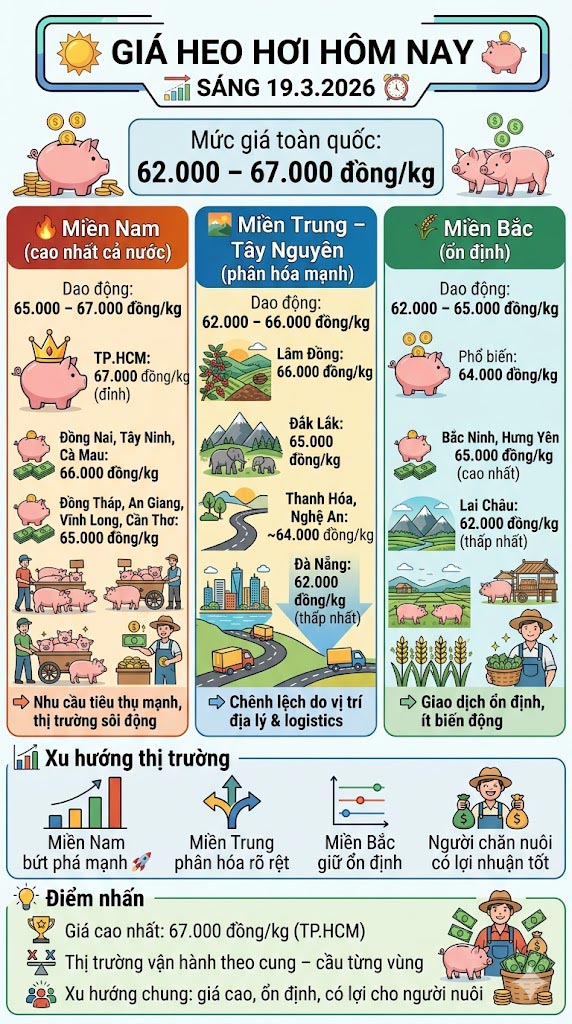 giá heo hơi 19-3-2026