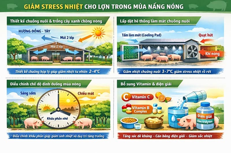 giảm stress nhiệt cho lợn