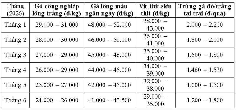 giá xuất chuồng gia cầm