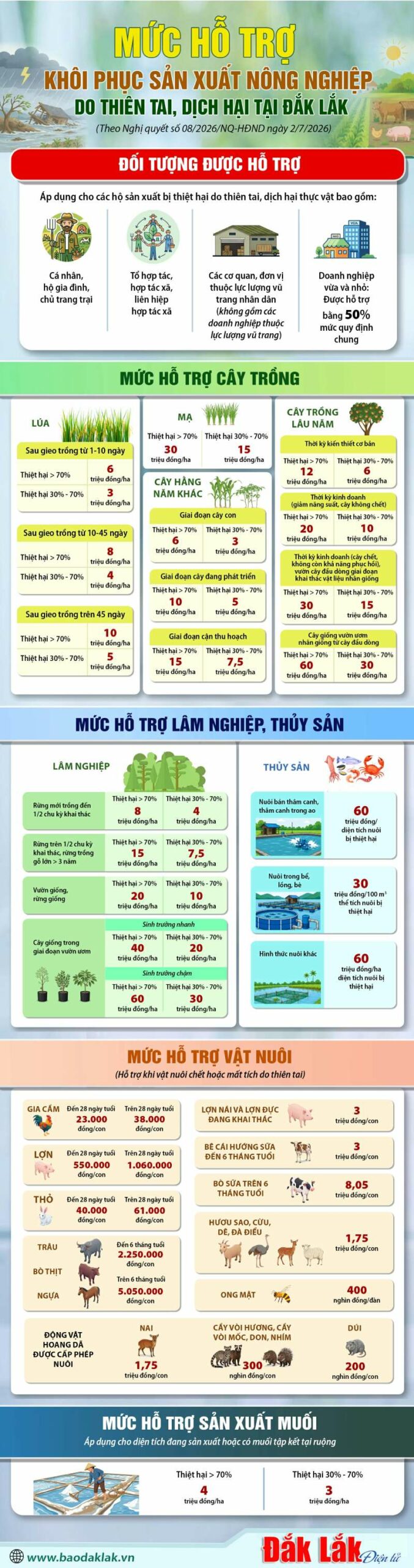 mức hỗ trợ thiên tai